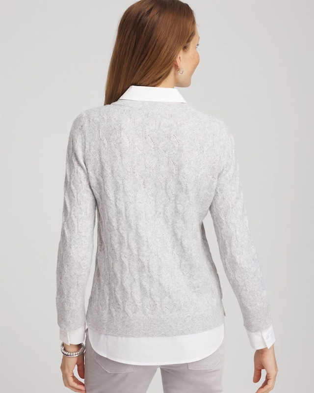 Classic Built-In Shirt Knit Sweater - image 3